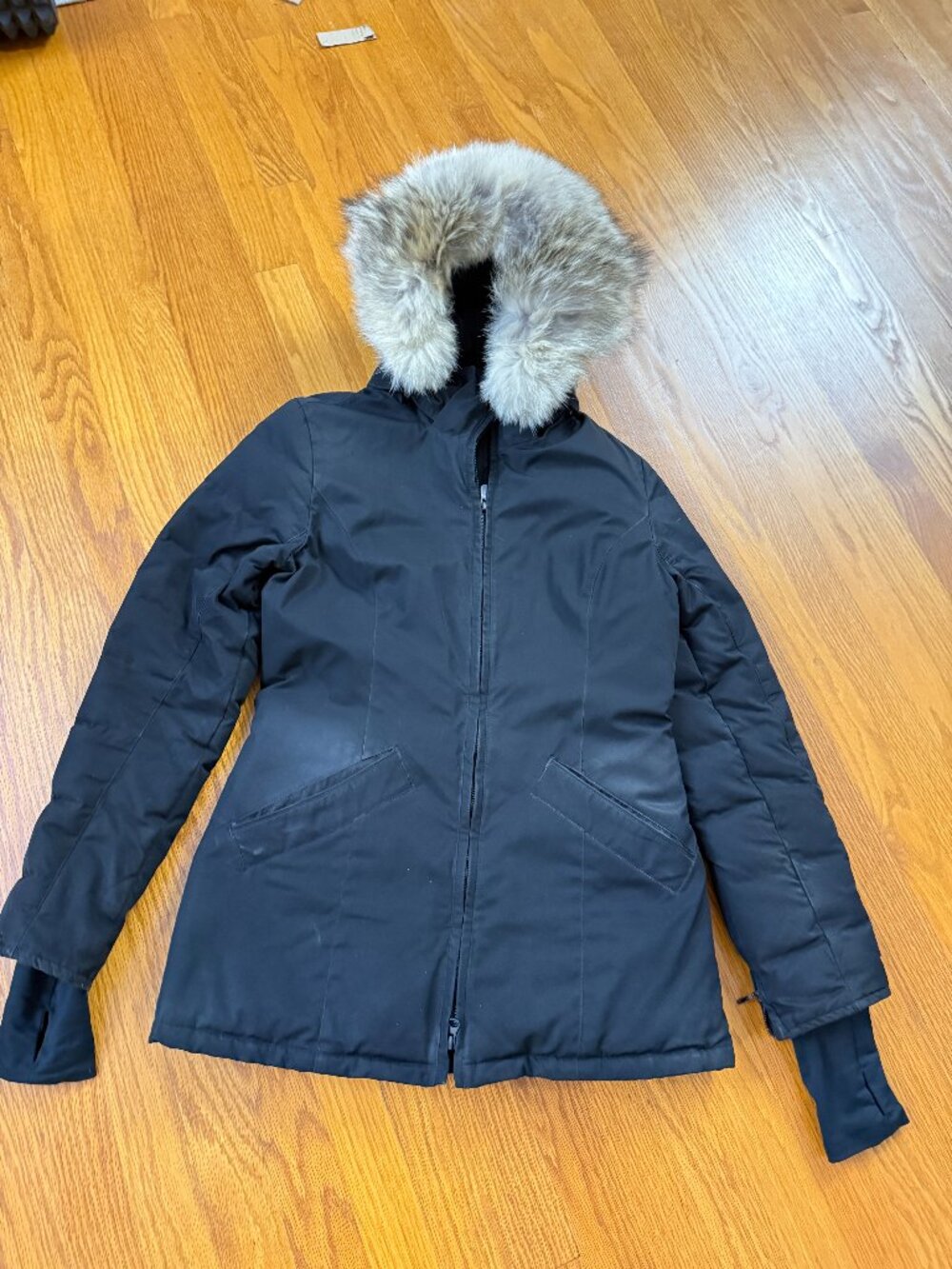 Authentic Canada Goose BRANTA Women’s Black Down Parka Fur Hood S/P Small
